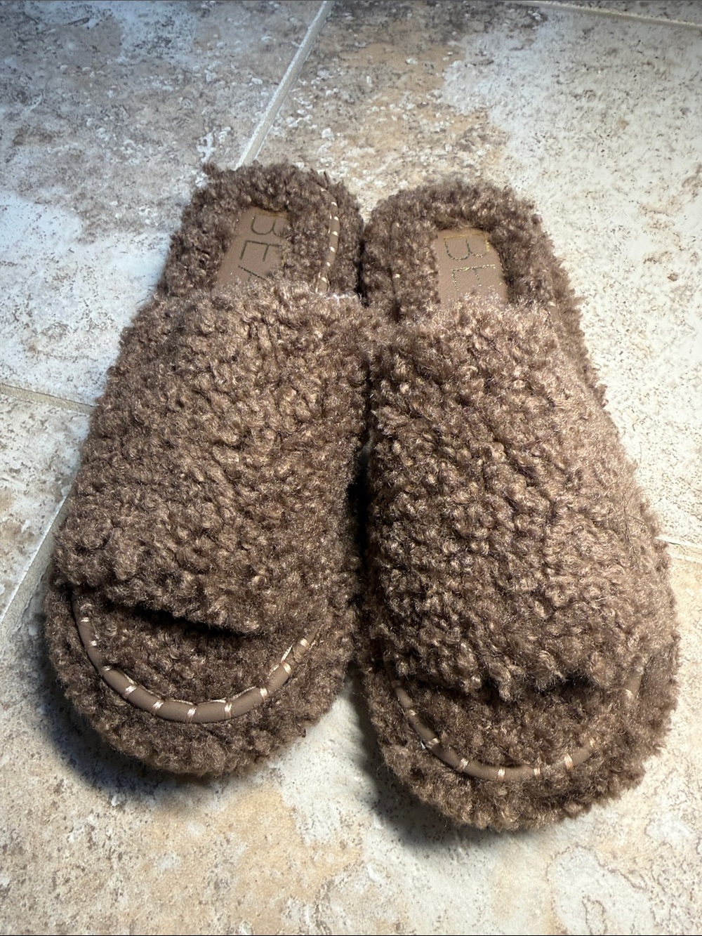 Cozy Brown Fuzzy Slide Slippers